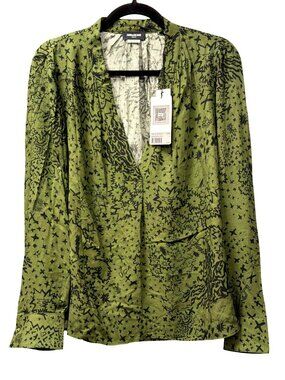 Zadig & Voltaire Glam Rock Green Graphic Bloue Top Large New